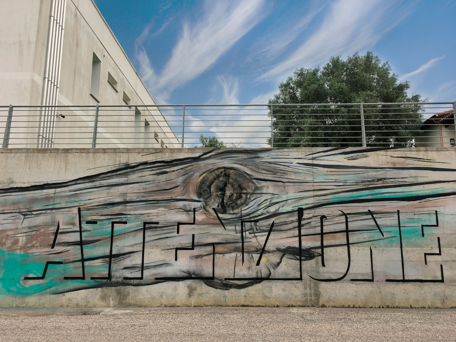 ''ATTENZIONE'' Spray on wall 2,5 x 7,5 m Villa Verde 2018