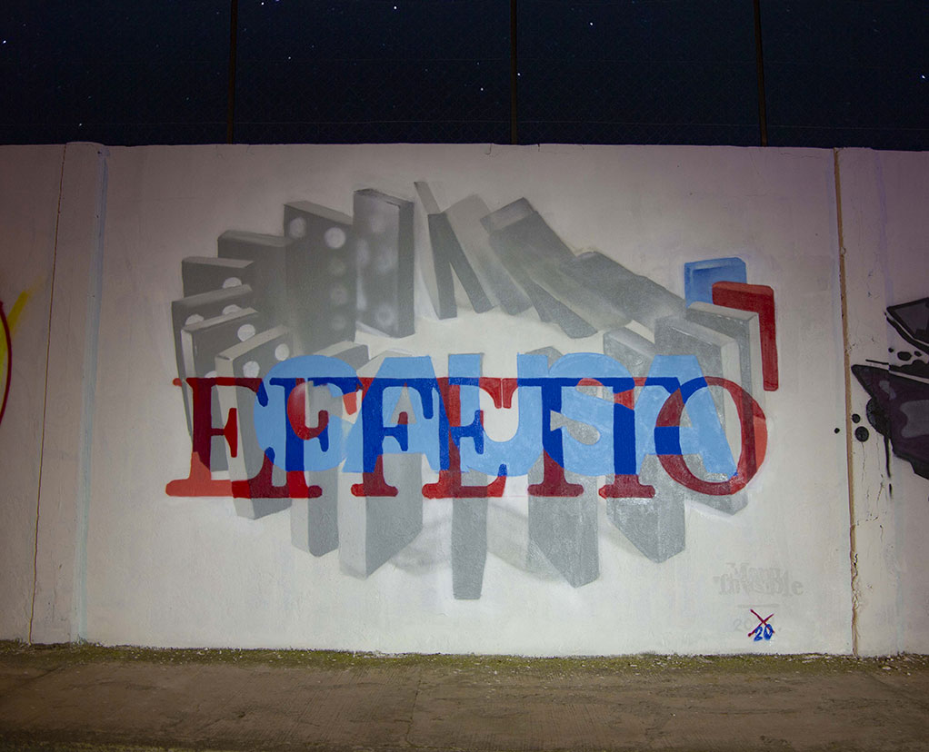 ''Causa/Effetto'' Spray et peinture de quartz sur le mur 4,0 x 3,0 m Quartu S. Elena 2020