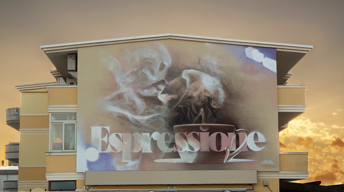 ''Espressione'' Spray et peinture de quartz sur le mur 4,5 x 5,5 m Quartucciu 2020