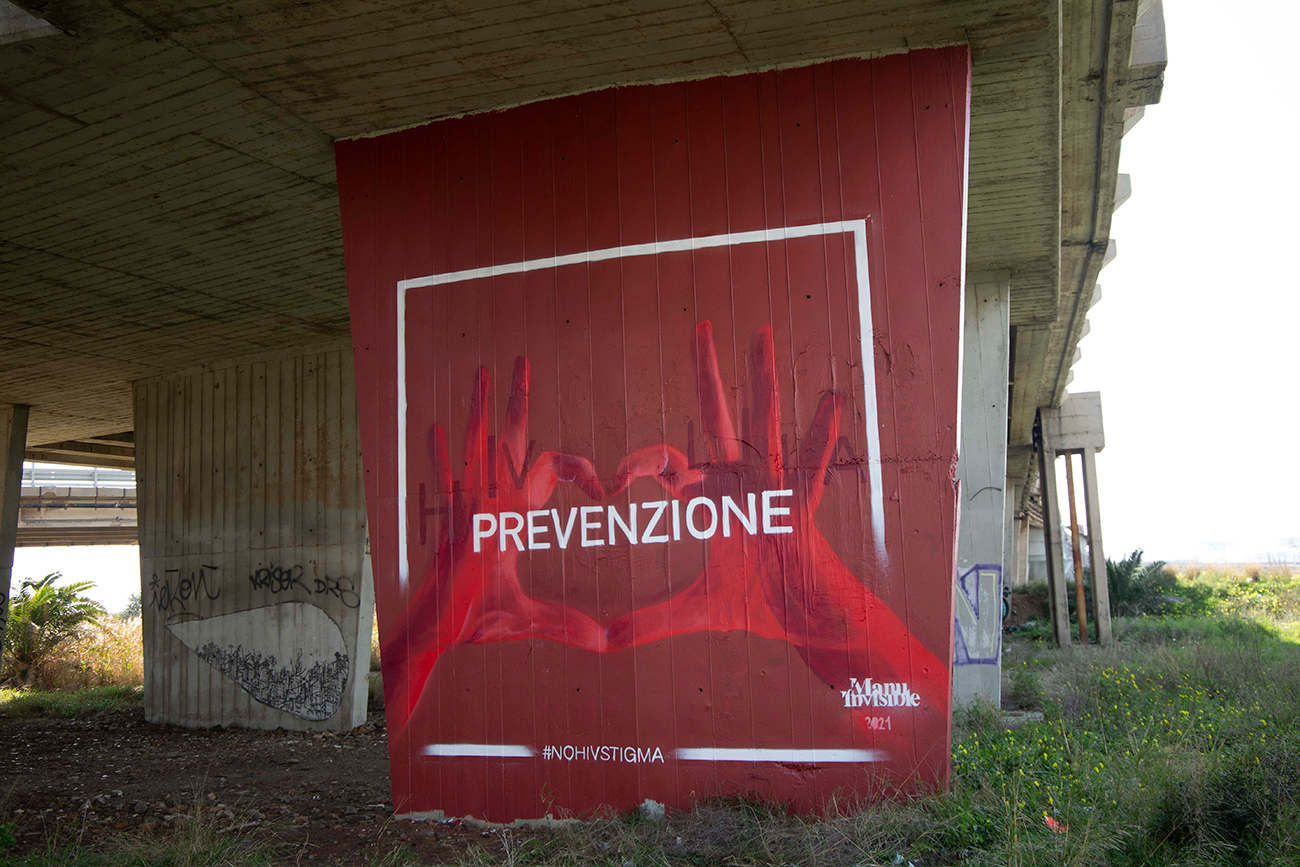 ''Prevenzione'' Vernis et spray sur le mur 4 x 6 m Cagliari 2021