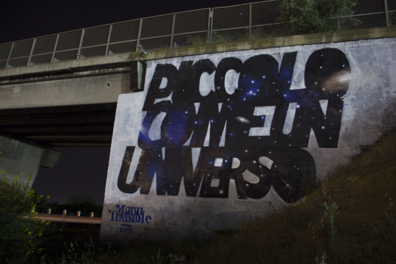 ''Piccolo come un universo'' Spray and quartz paint on wall 8 x 12 m Cagliari 2015