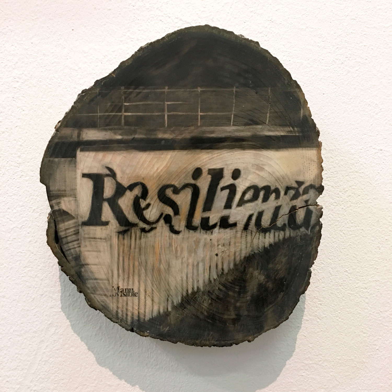 “Resilienza” Smoke on wood 95 cm (circumference) x 7 cm 2017