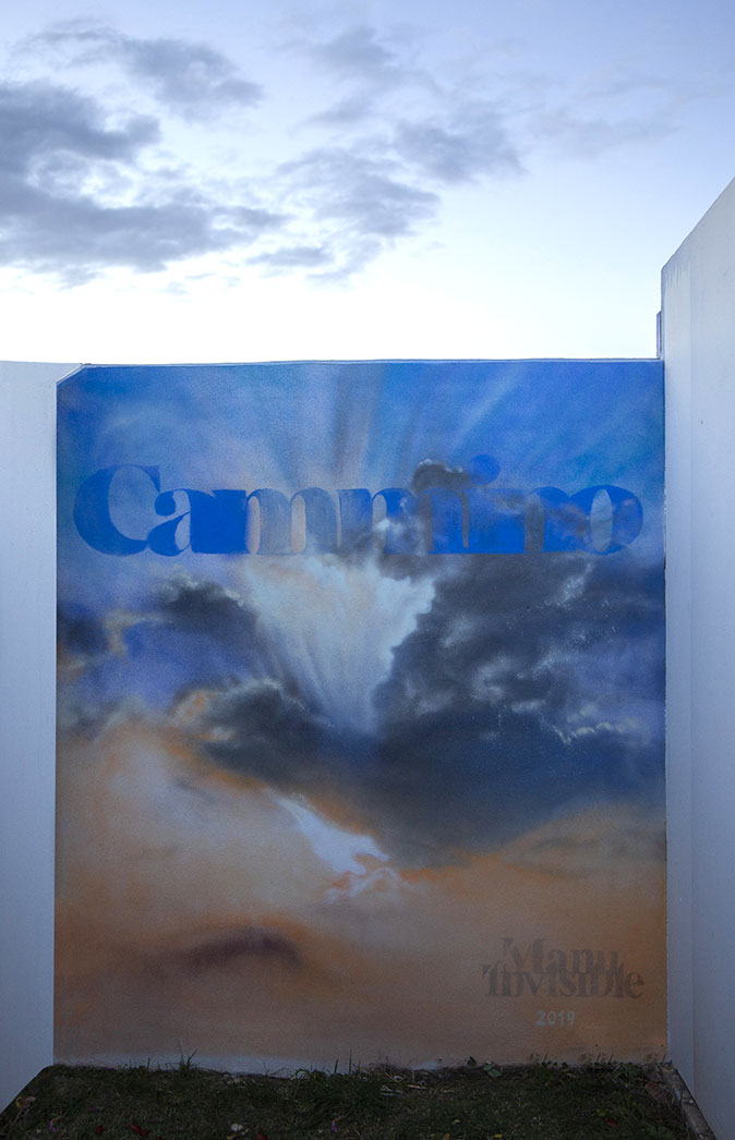 ''Cammino'' Quartz and spray paint on wall (cemetery) 2,0 x 3,0 m San Sperate [CA] 2020