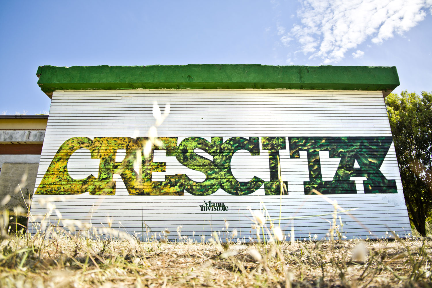 ''Crescita'' Spray e quarzo su muro in mattoni 6 x 4 m Villacidro 2017