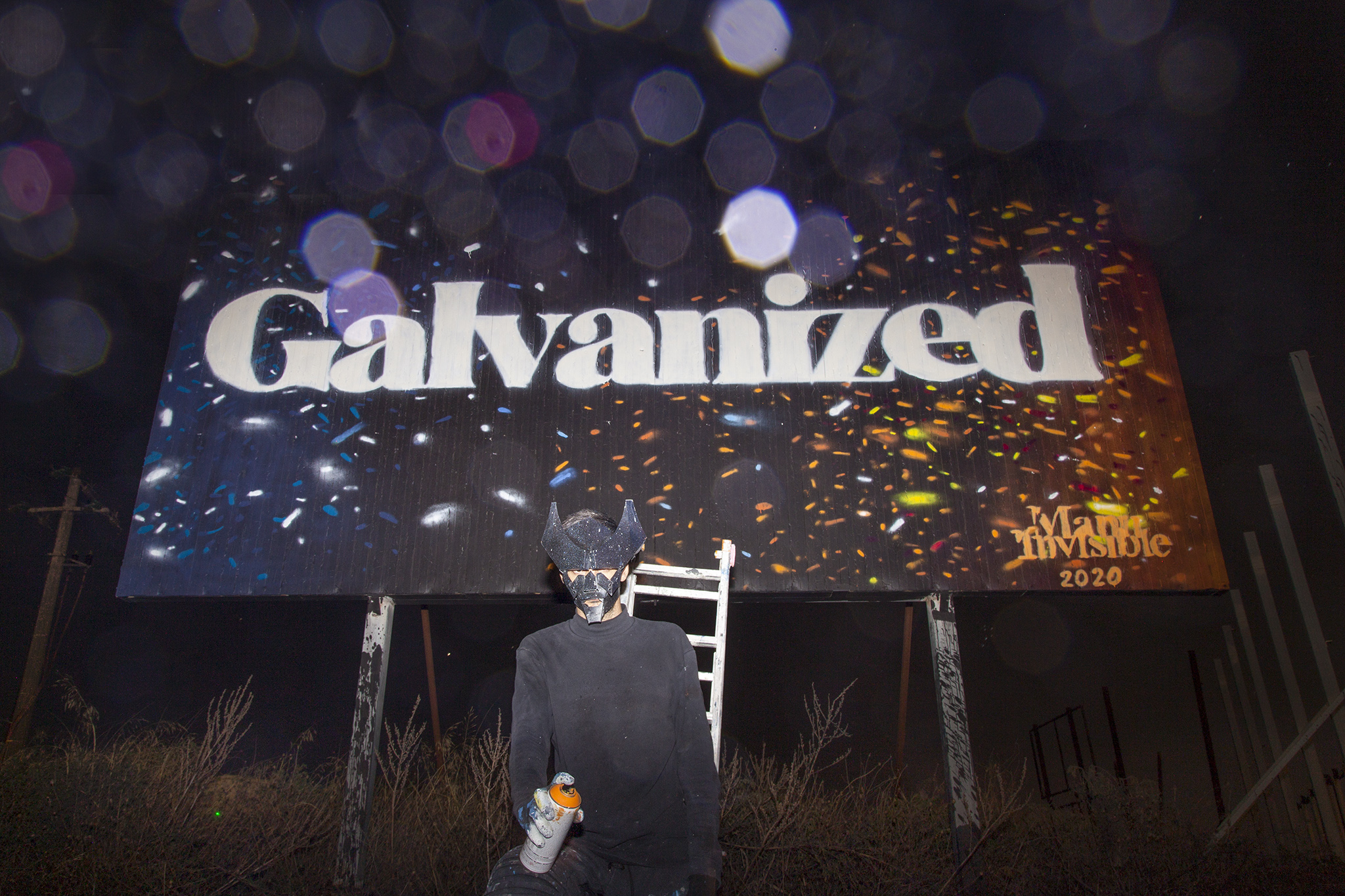 “Galvanized” Gaine liquide et spray sur panneau 6 x 3 m Cagliari 2020