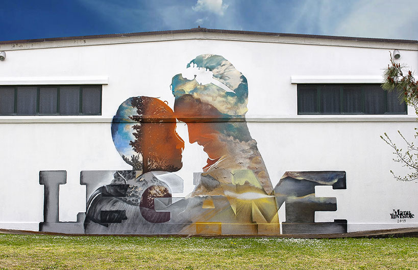 ''Legame'' Spray e quarzo su muro 6 x 18 m Simaxis 2019