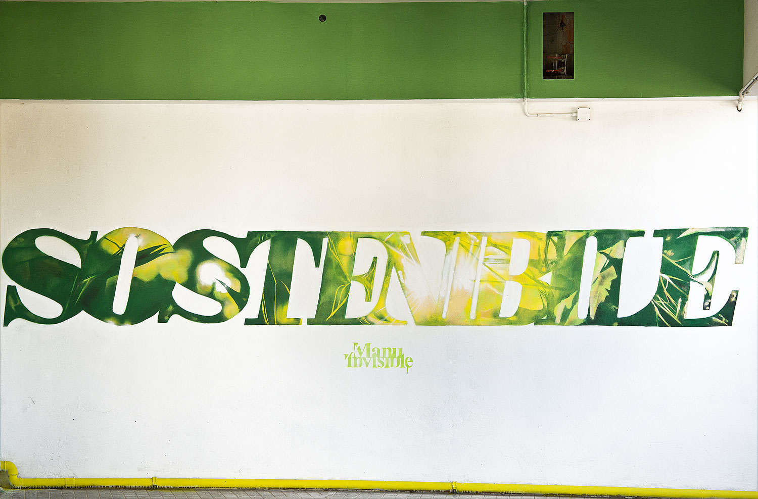 ''Sostenibile'' Spray et peinture au quartz sur le mur 8 x 4 m Villacidro 2017