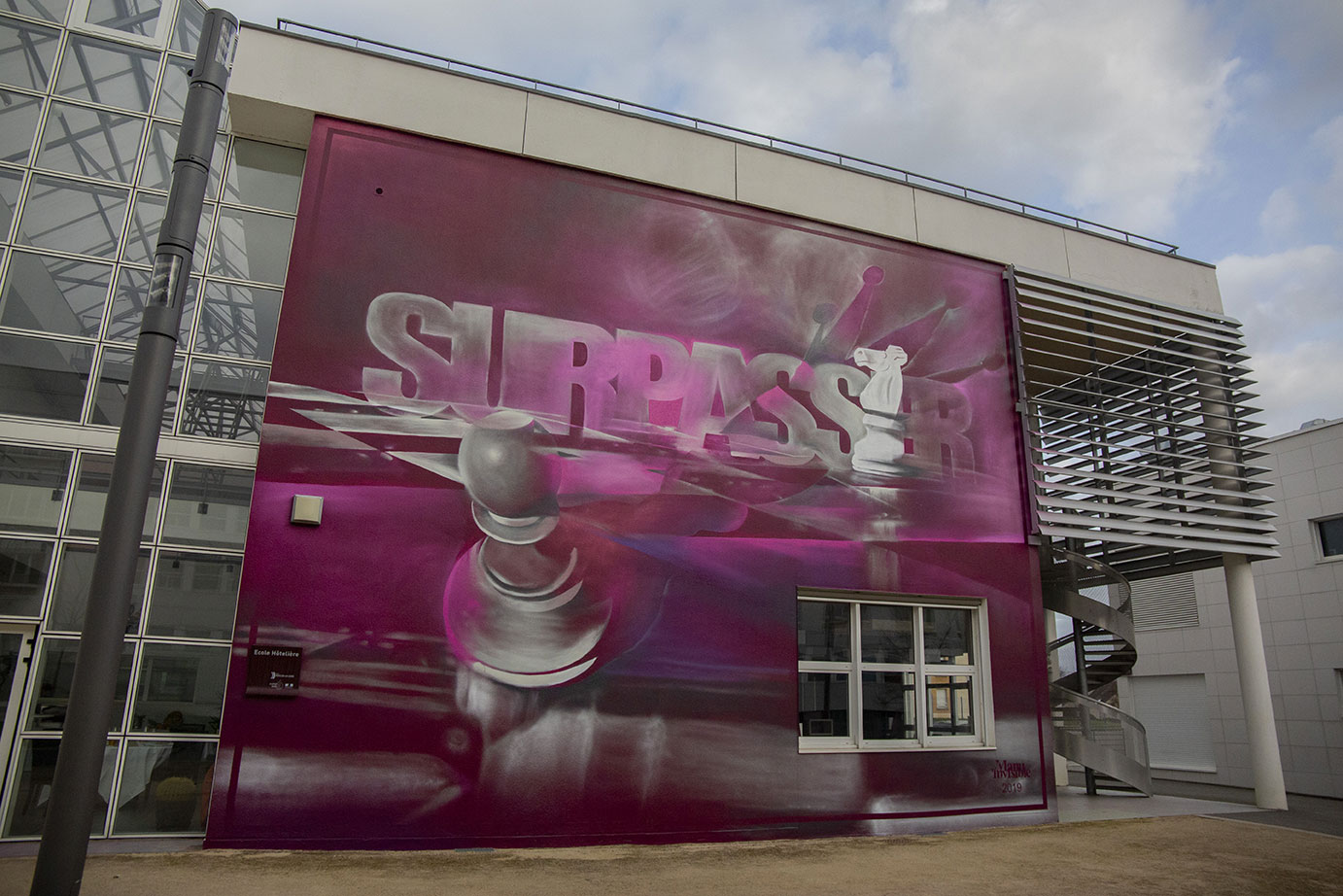 ''Surpasser'' Spray et peinture acrilic sur le mur 8 x 10 m Laval [France] 2019