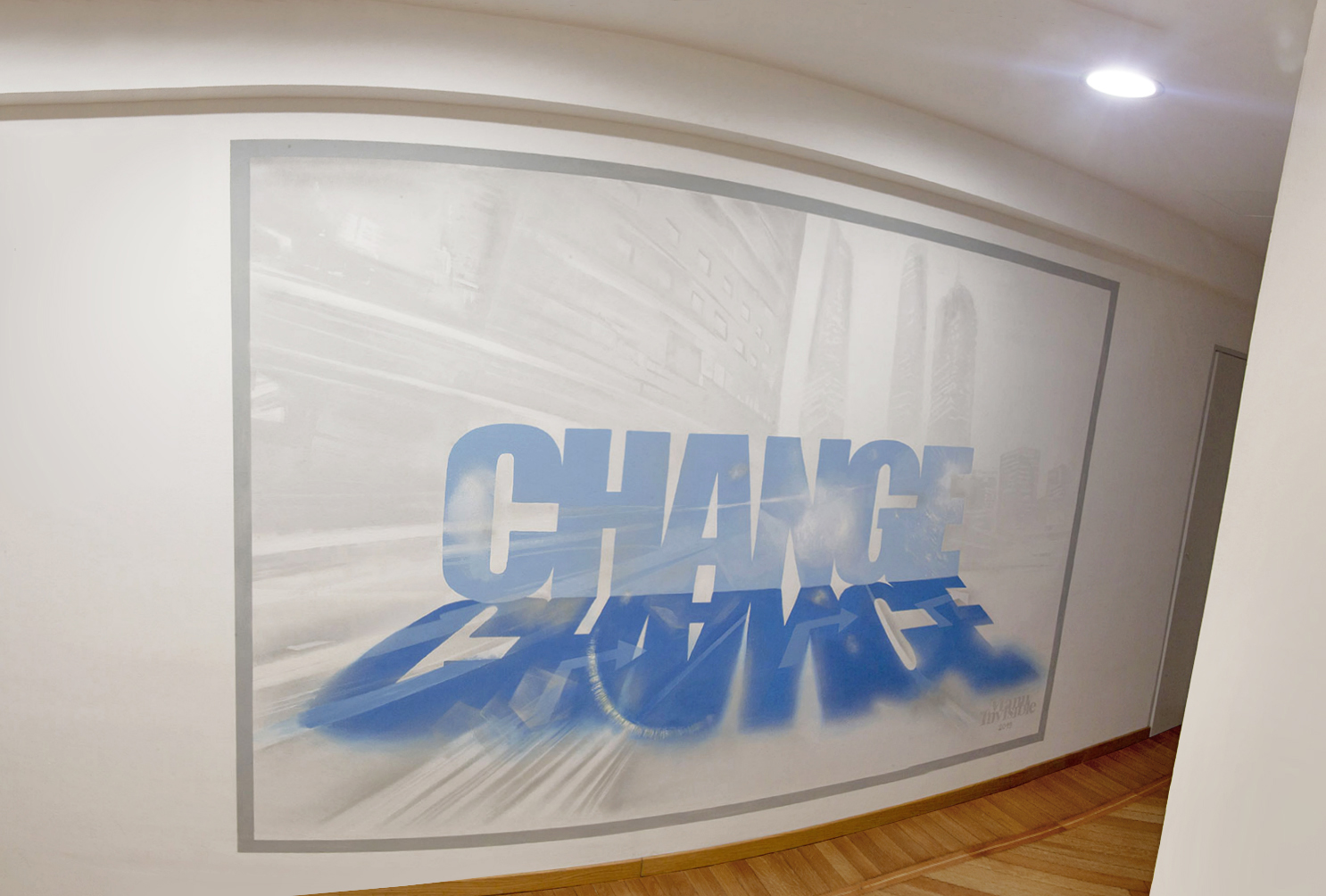 ''CHANGE/CHANCE'' Spray e pittura per interni 3 x 6 m United Ventures Milano 2019